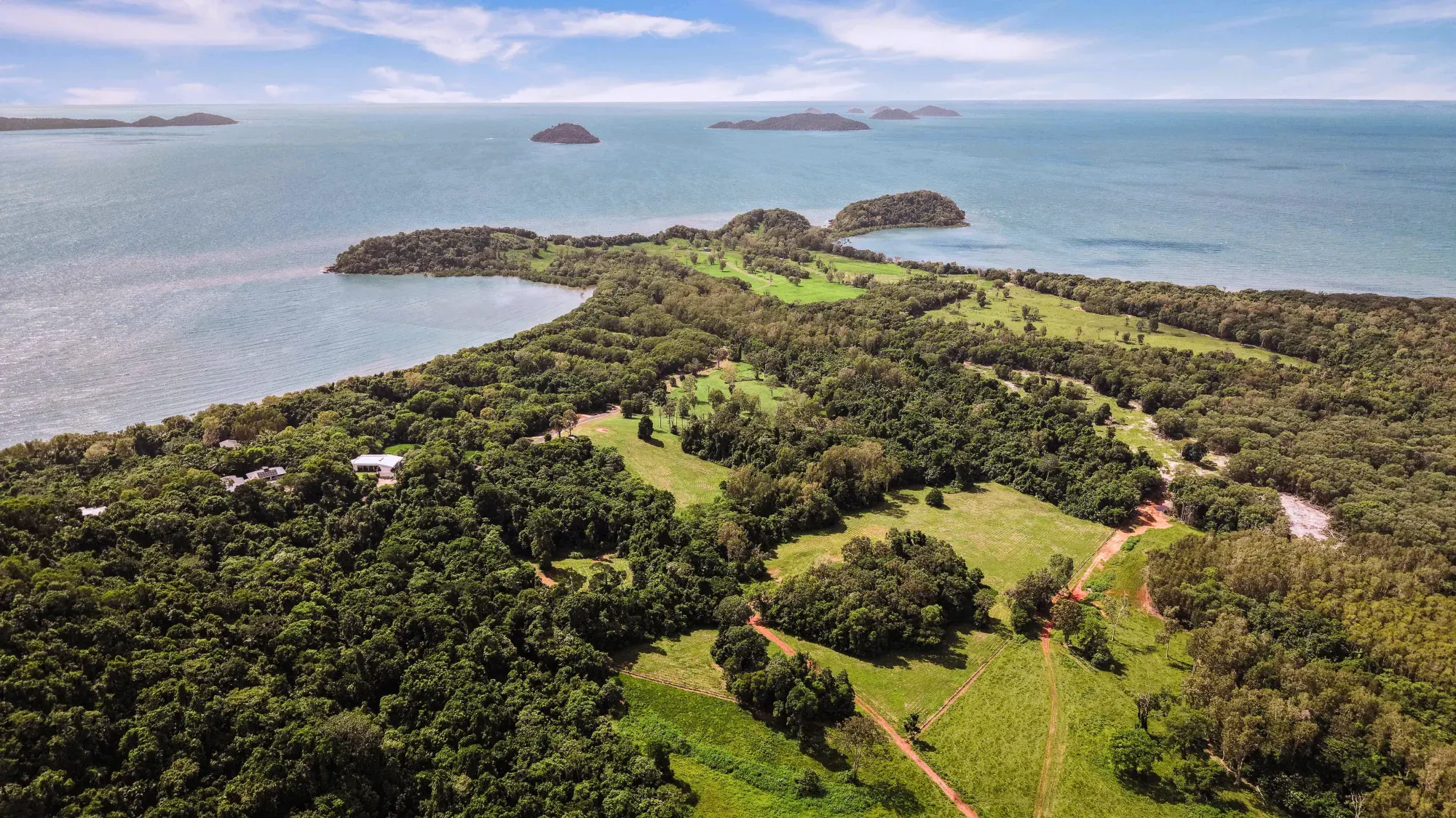 Lot 14 from the air, the surveyed boundary drawn over the clean aerial