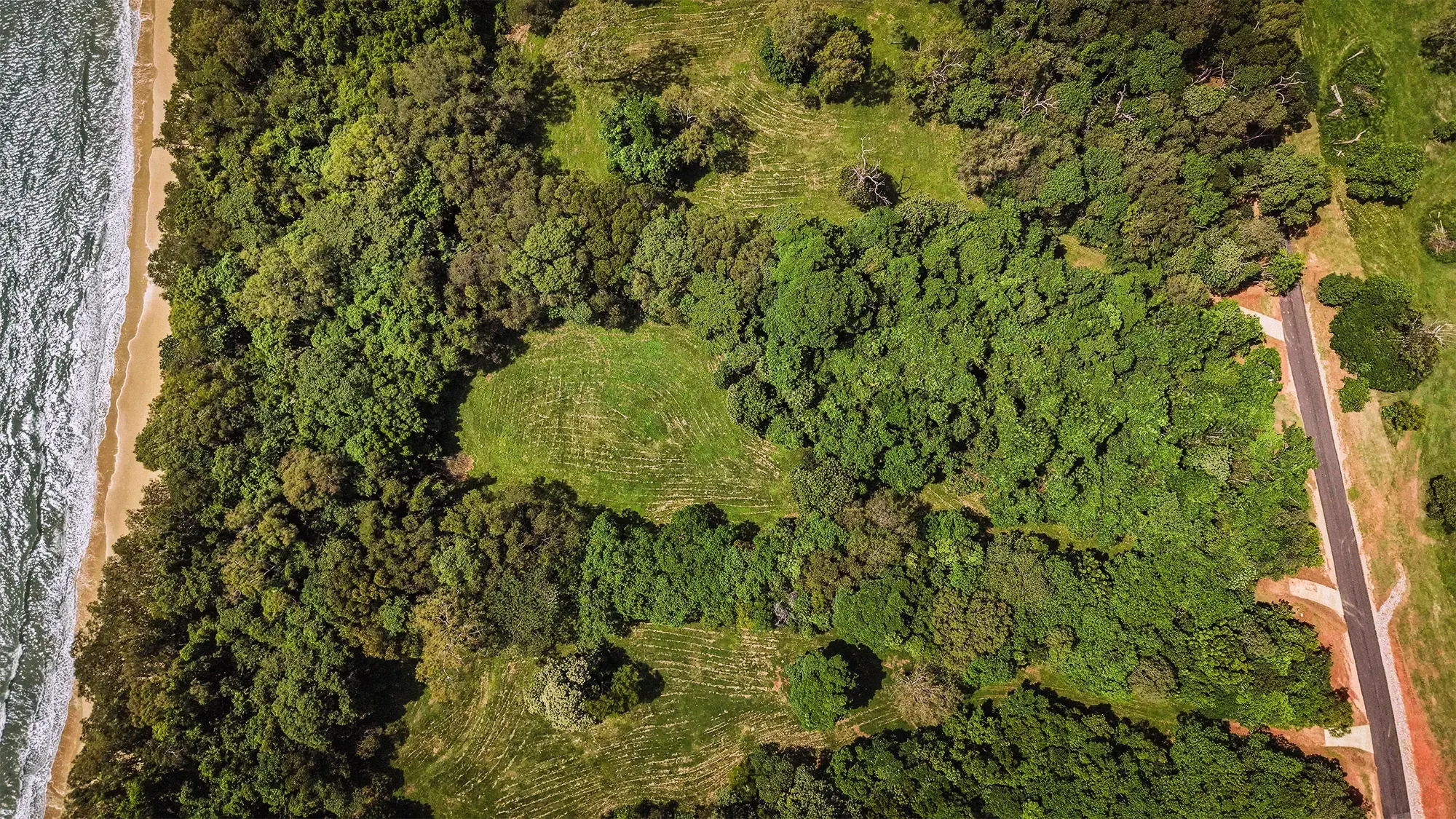 Lot 17 from directly above, the surveyed boundary drawn over the clean plan aerial
