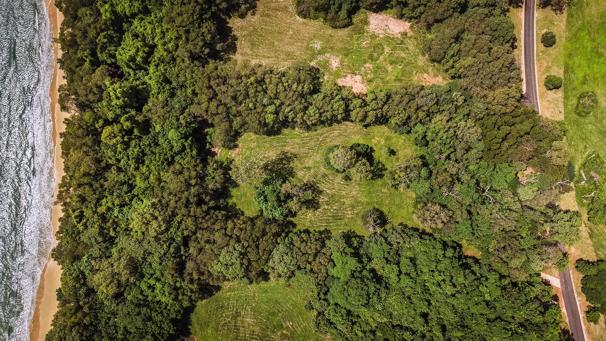 Lot 18 from directly above, the surveyed boundary drawn over the clean plan aerial
