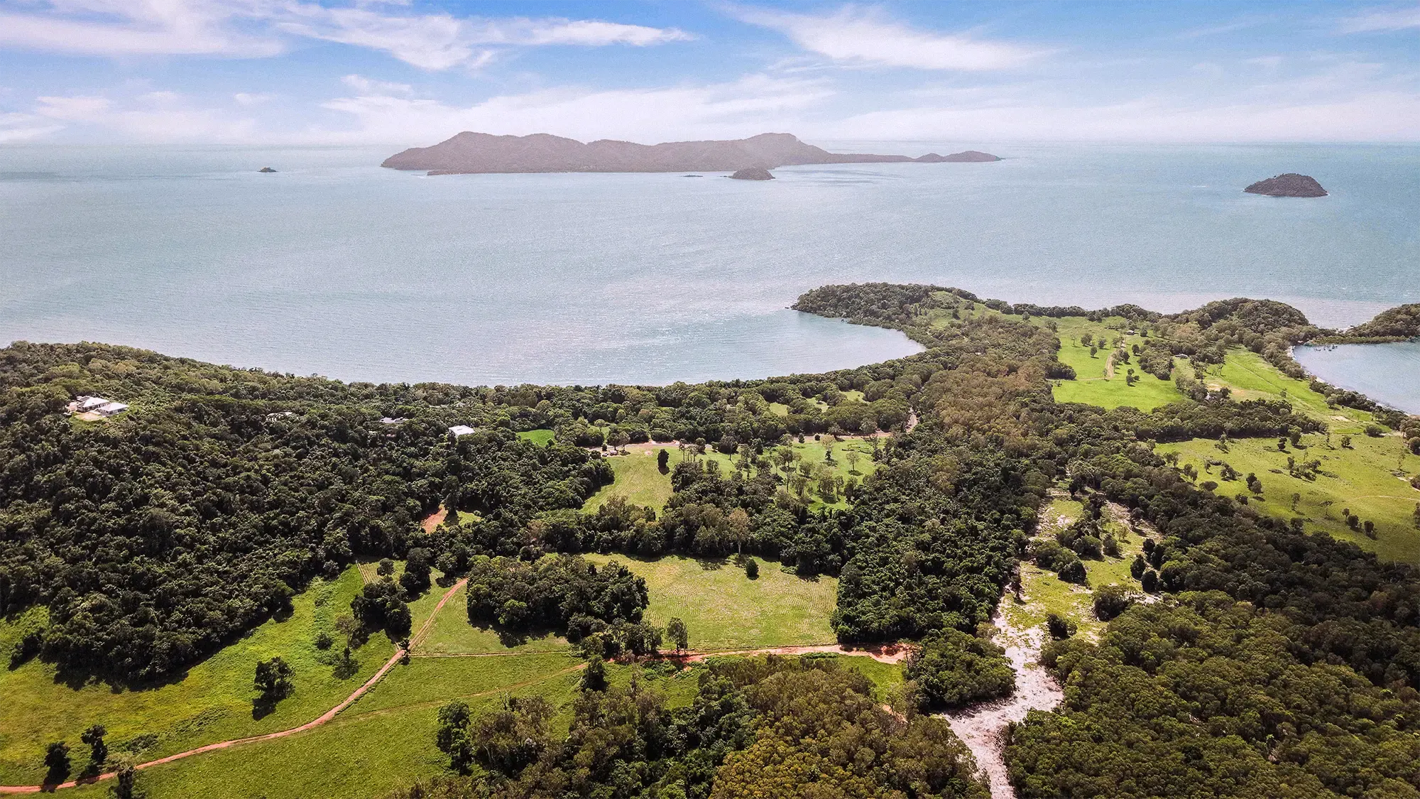 Lot 19 from the air, the surveyed boundary drawn over the clean aerial