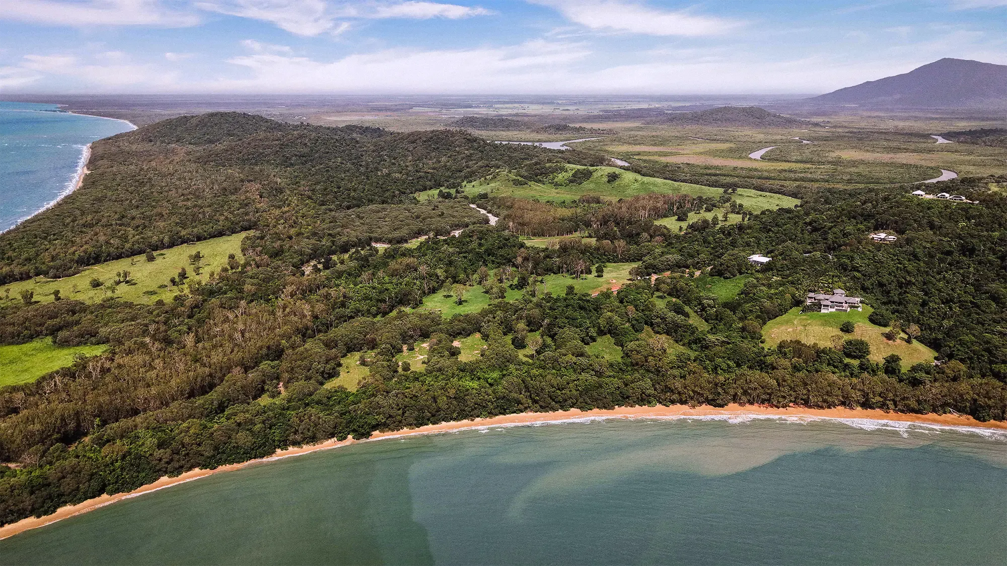 Lot 21 from the air, the surveyed boundary drawn over the clean aerial
